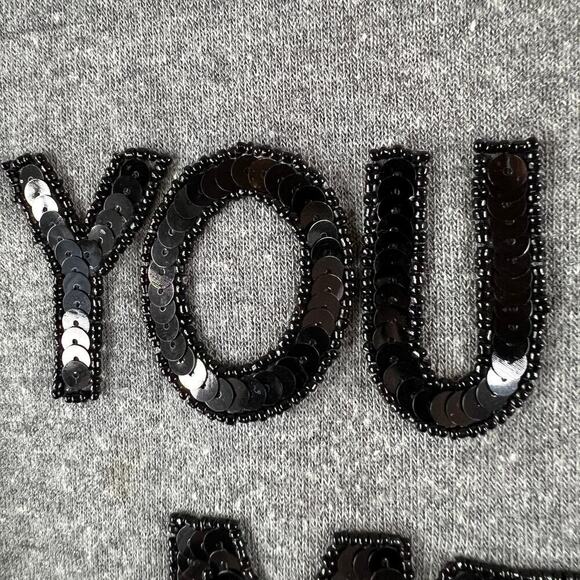 Bow & Drape Handmade You Had Me at Merlot Sequin Short Sleeve Sweatshirt Size XS - Picture 6 of 7